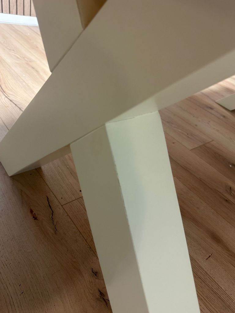 Wayfair Longview Oak Solid Wood Dining Table Buttermilk Cream X Cross Legs rrp £850