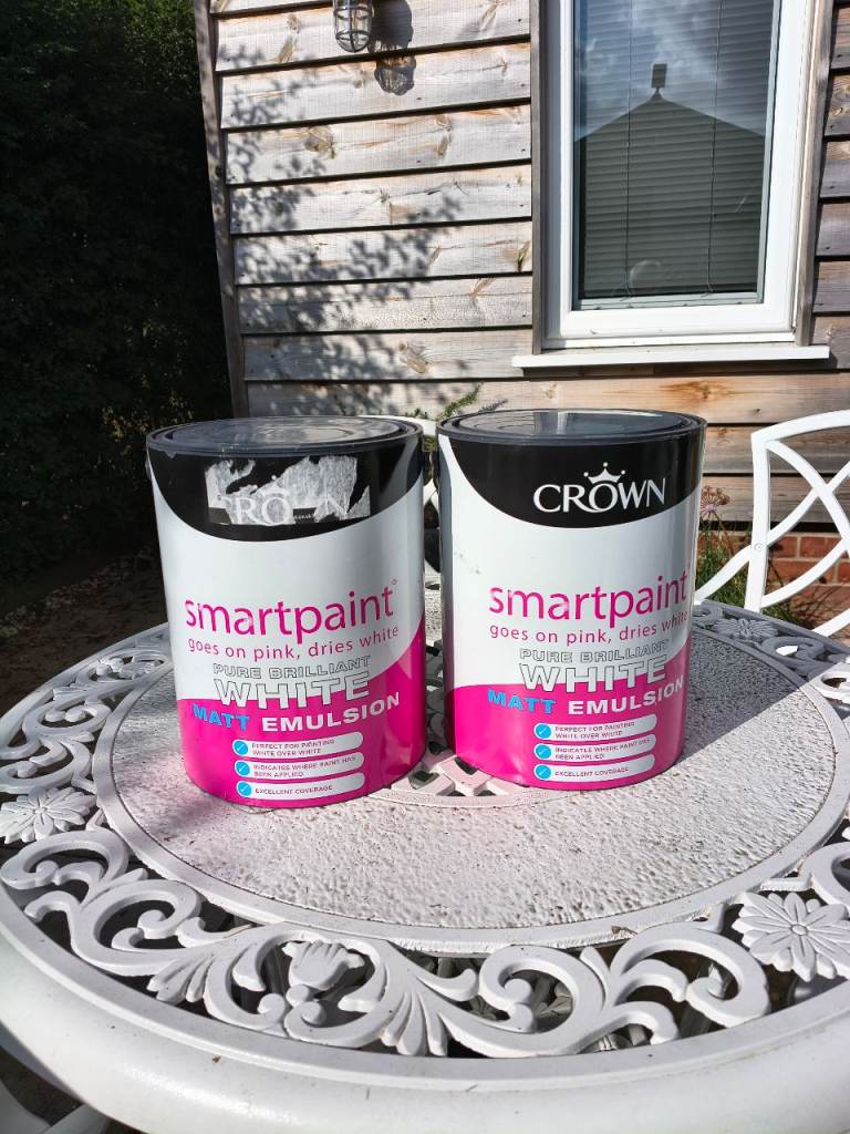 Crown Smartpaint White Matt Emulsion 5L Tins – New