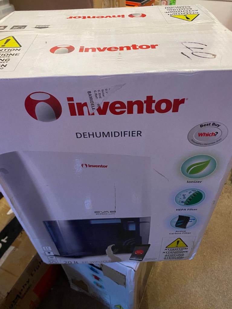 Inventor 20L/Day Dehumidifier EVA, Ideal for Home & Office Damp, Humidity Display - Brand New Boxed