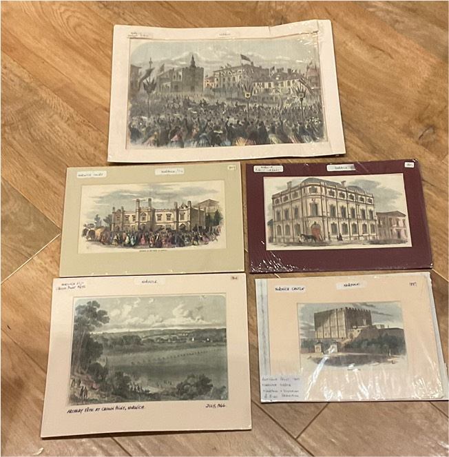 Reduced - Antique Prints of scenes around Norwich Norfolk 1847 to 1866