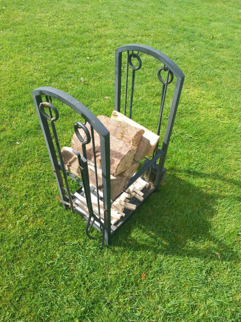 Metal log storage basket rack