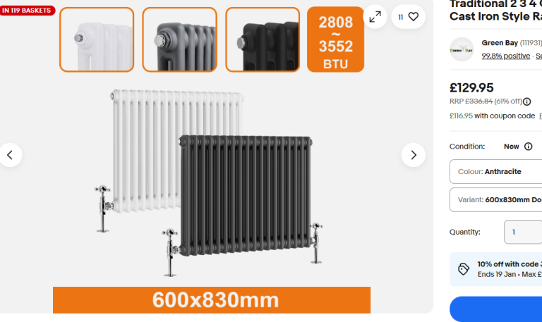Anthricite 2  cast iron double column radiators for sale