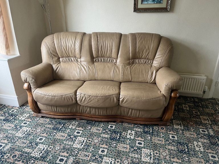 Leather sofa and chair 