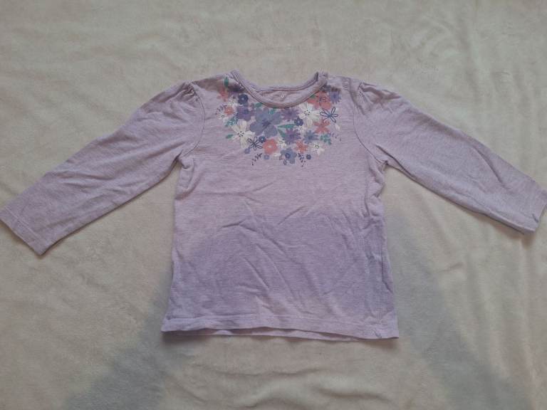 Purple Long Sleeved Top With Flower Design Nutmeg Size 12-18 Months 