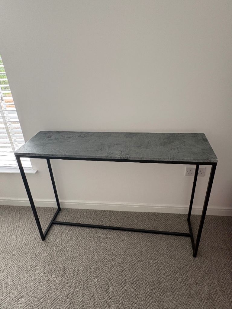 Metal framed Console Table with Grey slate effect Top – Good Condition