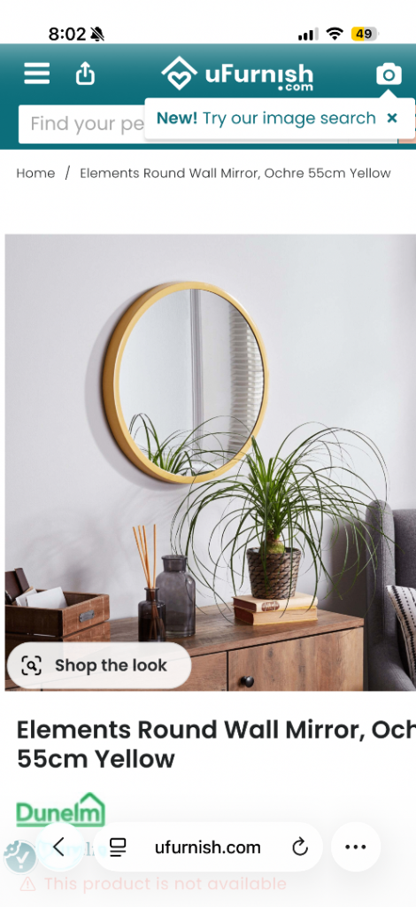 Dunelm Elements Round Mirror ‘Ochre’ 55cm