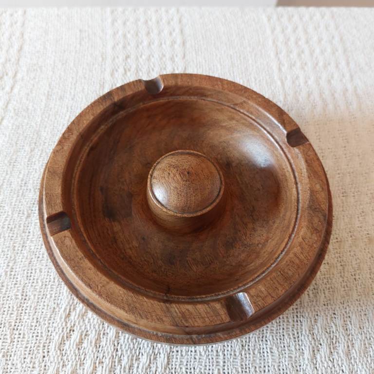 Vintage Solid Wood Ashtray 