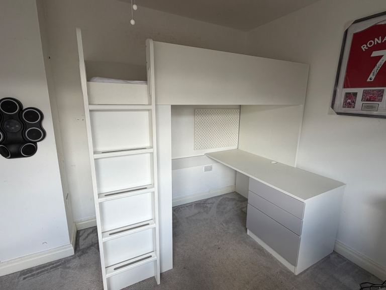 IKEA SMÅSTAD Loft Bed with Desk and Storage – White
