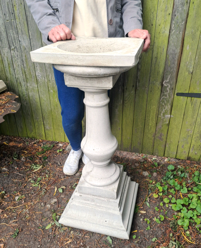 Large ornate stone garden birdbath