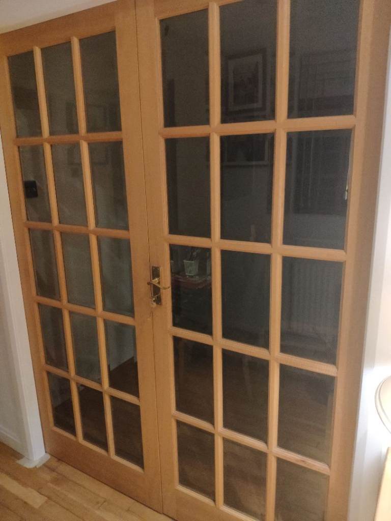 15 Light Pane Clear Glass Glazed Hardwood French Door Pair (763x1981mm)