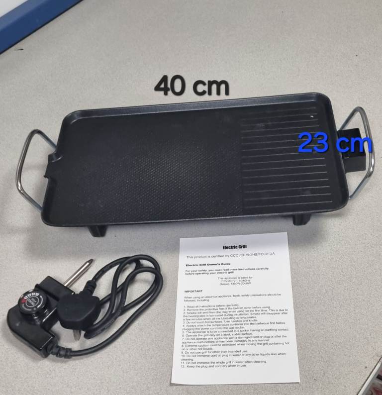 Electric Grill Plate, Non Stick Surfaces Electric Griddle Adjust Temperature Indoor Grill for BBQ 