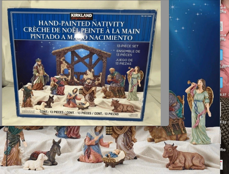 Large Christmas Kirkland Costco Signature hand painted Nativity Set 13 piece #634280