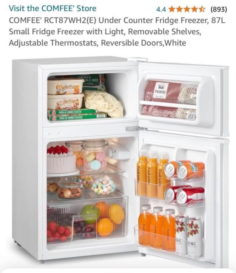 COMFEE' RCT87WH2(E) Under Counter Fridge Freezer – New, White