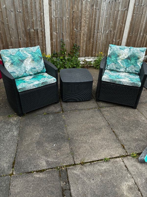 Two chairs and table 