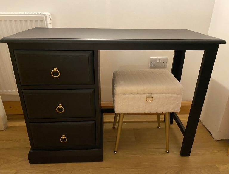 Brand New Cream Stool, Freshly Painted Frenchic Black Jack Pine Dressing Table