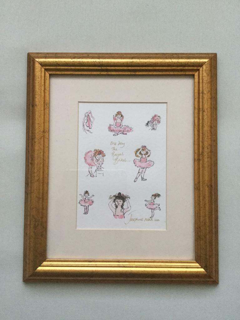 Framed and glazed pen ink ballet picture signed 
