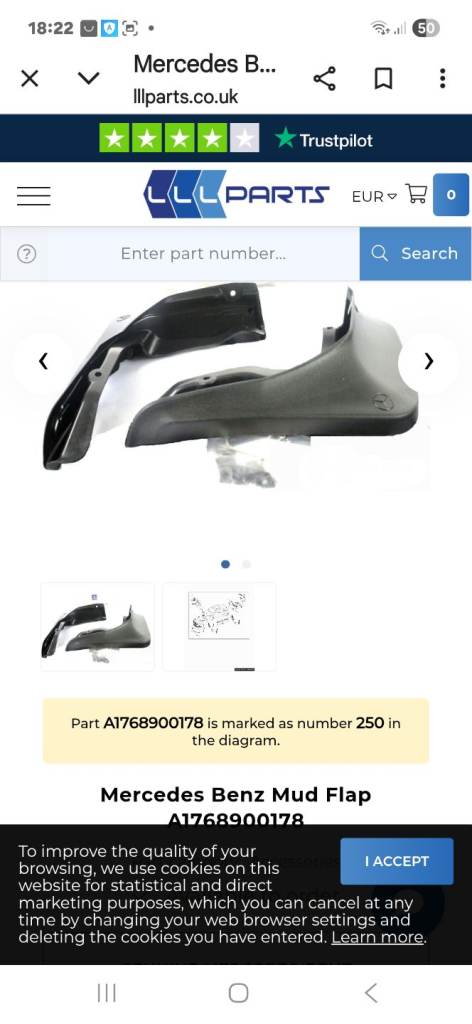 Mercedes A class rear mud flaps 