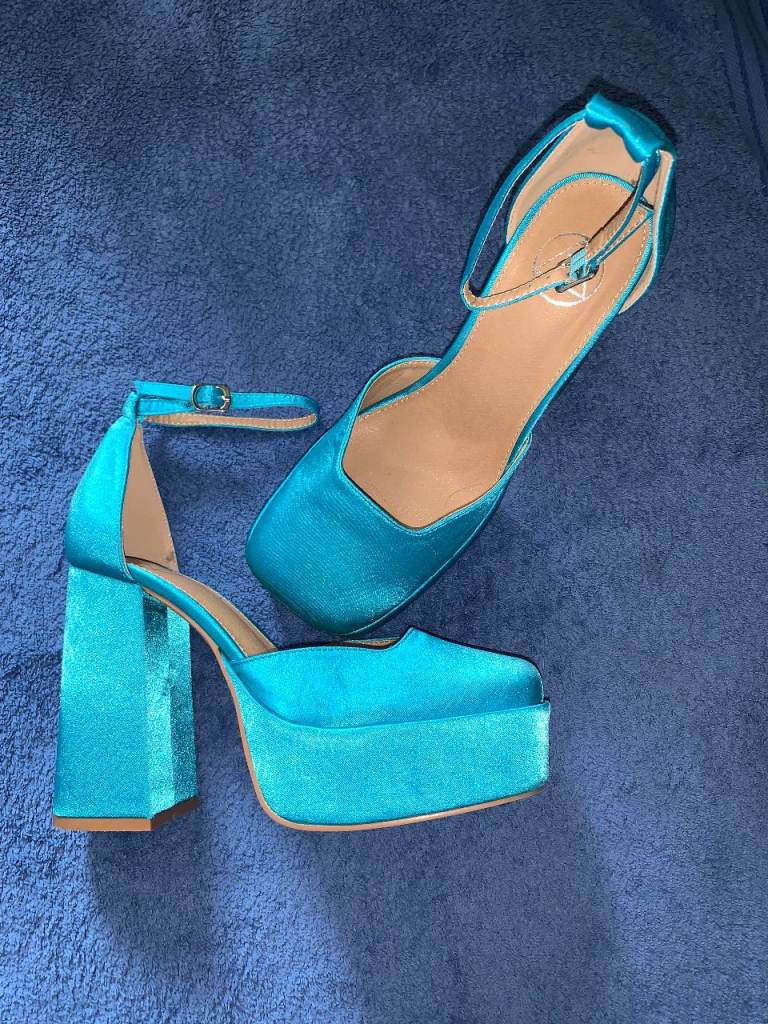 New Missguided Turquoise Platform Heels UK Size 7 IP1