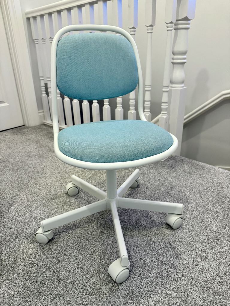 *Like New Condition* IKEA Children ÖRFJÄLL Chair White/Vissle Blue (colour no longer sold in store)