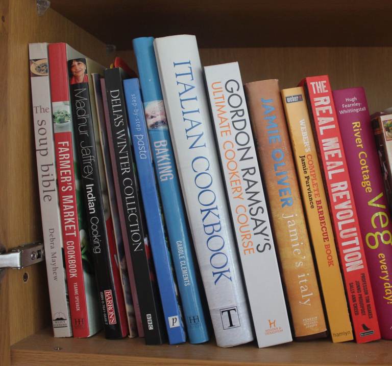 Bunch of cooking celebrity chefs books pasta veggies Jamie Oliver Gordon Ramsay etc. 