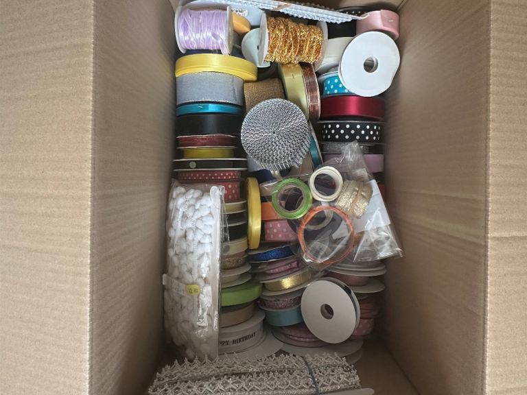 Large Box of Craft Ribbons and Trims – Good Condition