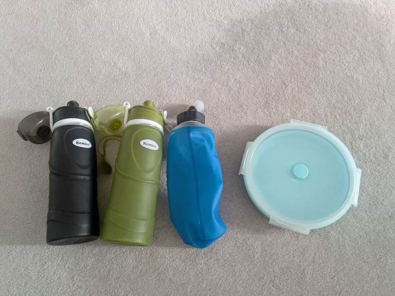 Festival Camping DofE Collapsible Water Bottles & Folding Silicone Food Bowl