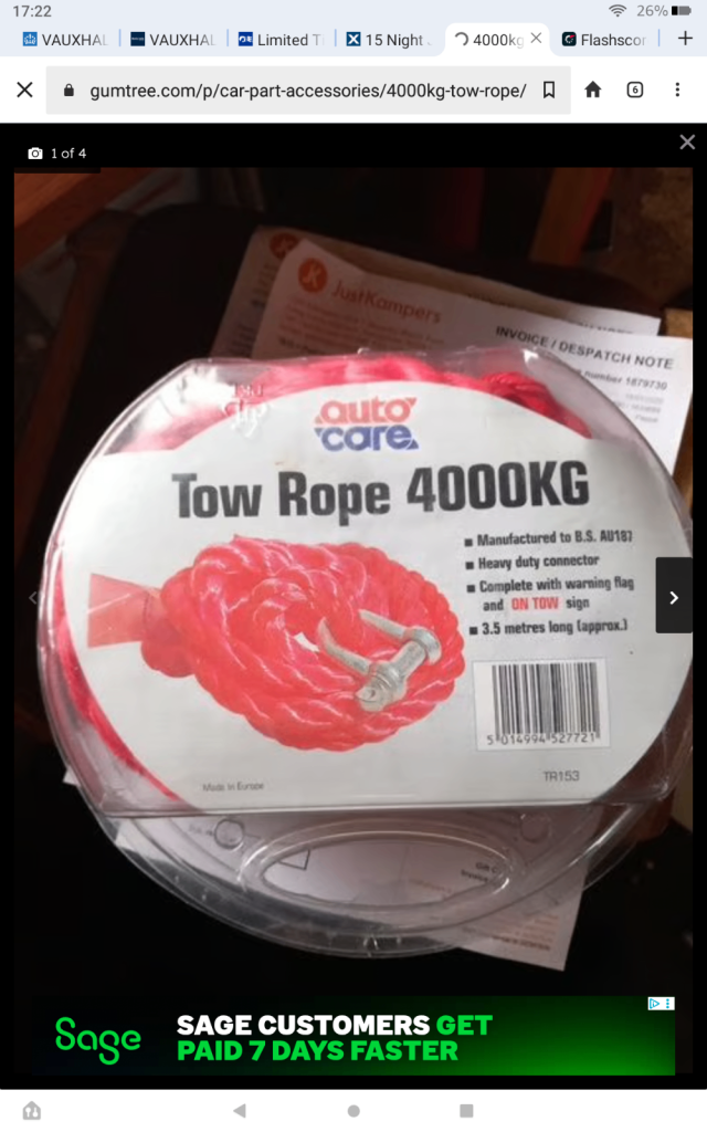 Auto care tow rope