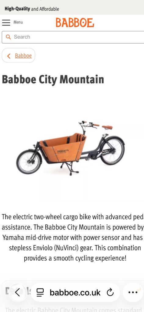 Brand new - Electric 2 wheeled cargo bike 