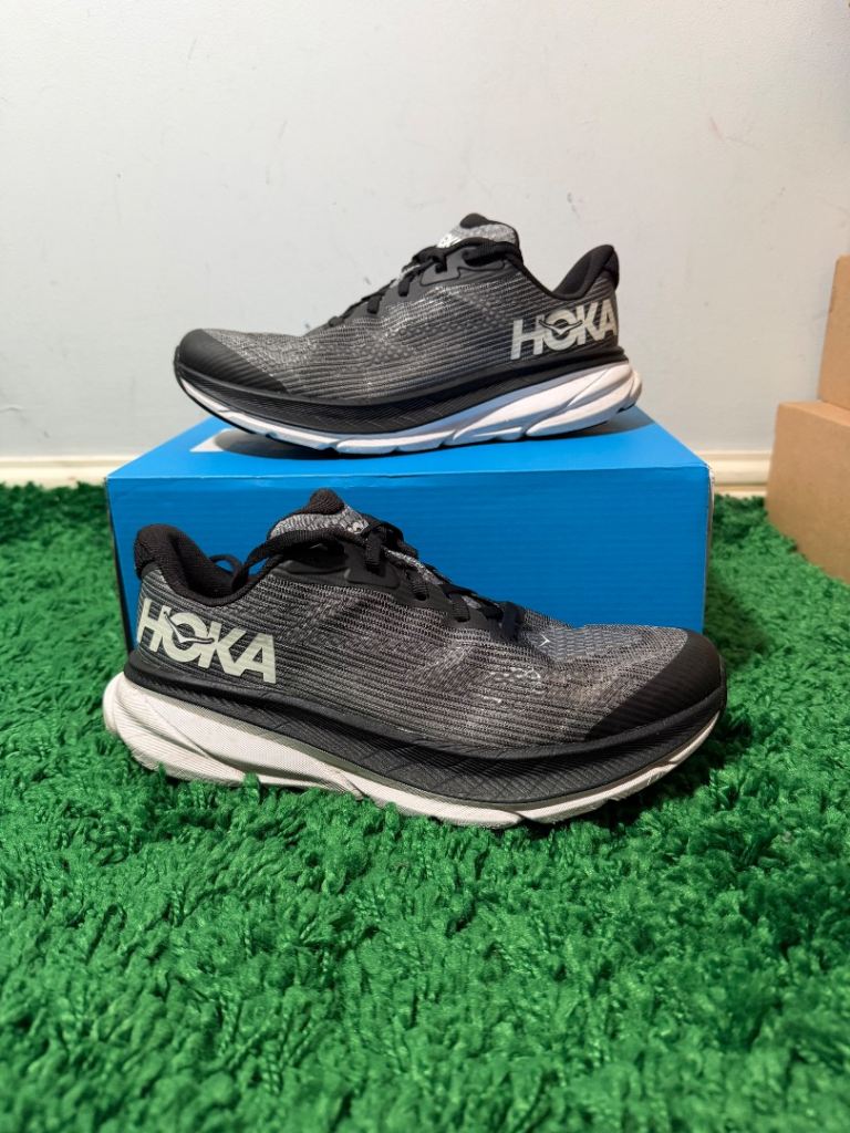 Hoka Clifton 9 Black grey & white running shoes trainers marathon hyrox size UK 5.5
