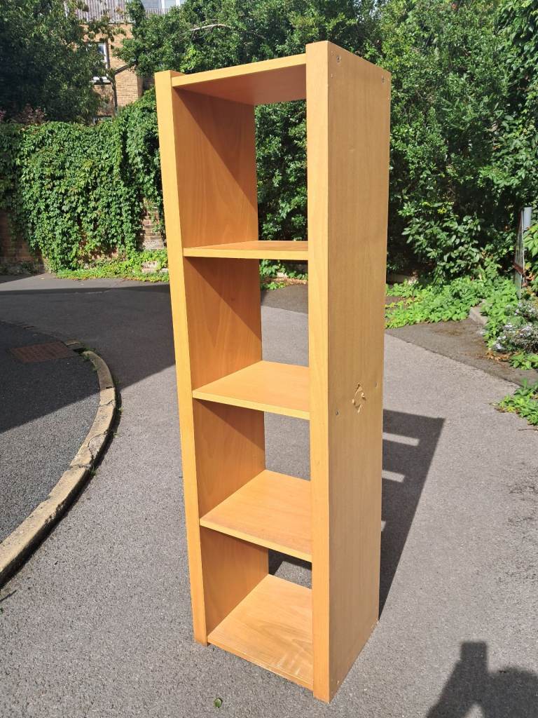Solid wood shelf unit.