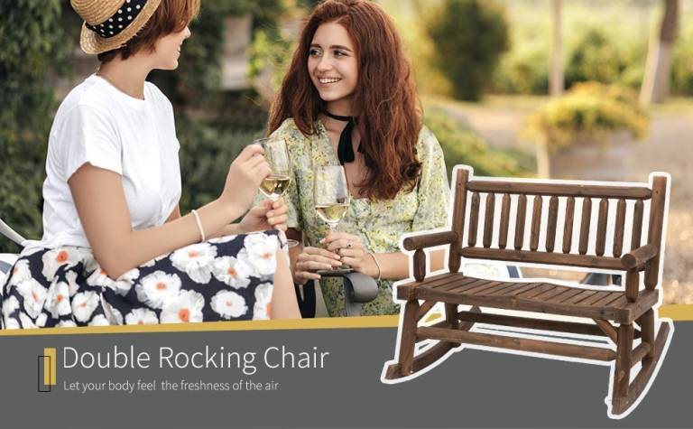 Outsunny 2‑Person Wooden Rocking Bench – Patio, Garden, Outdoor Loveseat