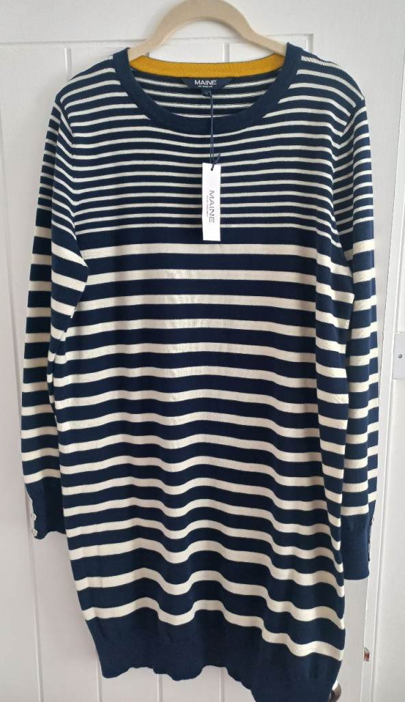 NEW Maine Jumper Dress – Navy & Cream Stripes, Size 14