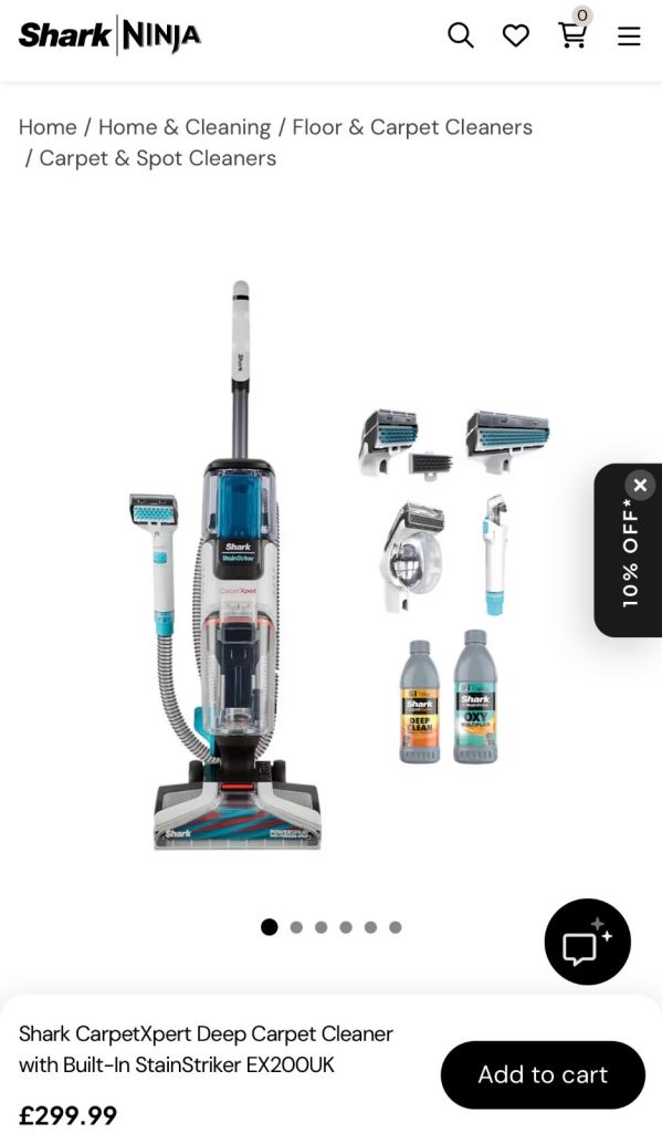 Shark CarpetXpert Deep Carpet Cleaner with Built-In StainStriker EX200UK