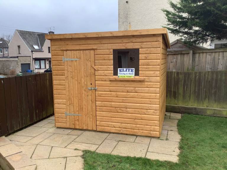 8x6 Pent 20mm Log effect SUPPLIED & FITTED FOR YOU 