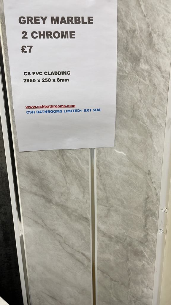 Black, white, and grey sparkle cladding 2.95m x 250mm x 8mm