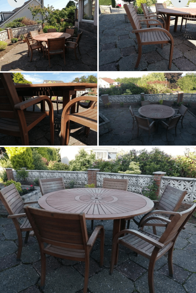 Garden Table/Chairs/Parasol/Base £75