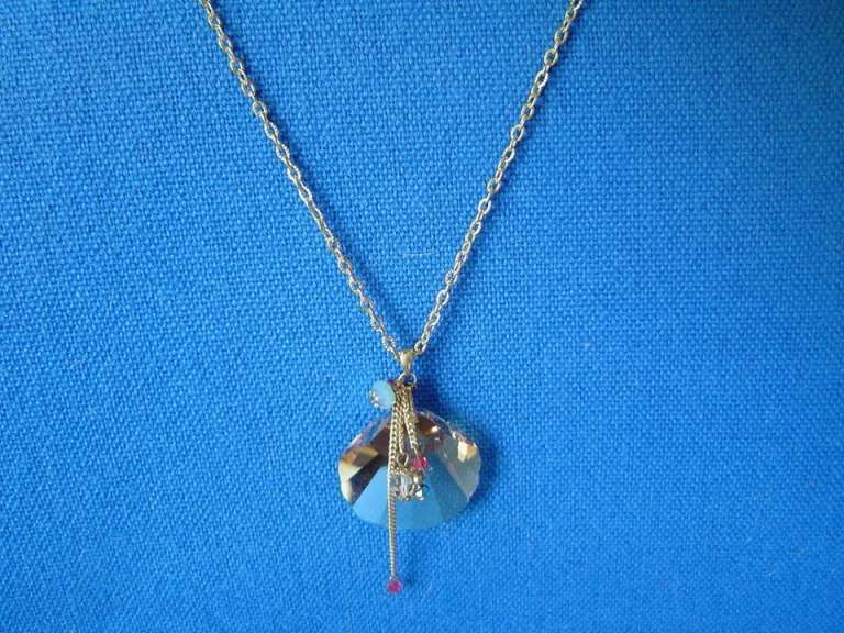 NECKLACE CRYSTAL PENDANT by DESIGNER CLAIRE ARISTIDES NEW LOVELY GIFT