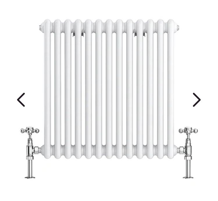 Keswick 600 x 605mm Cast Iron Style Traditional 2 Column White Radiator