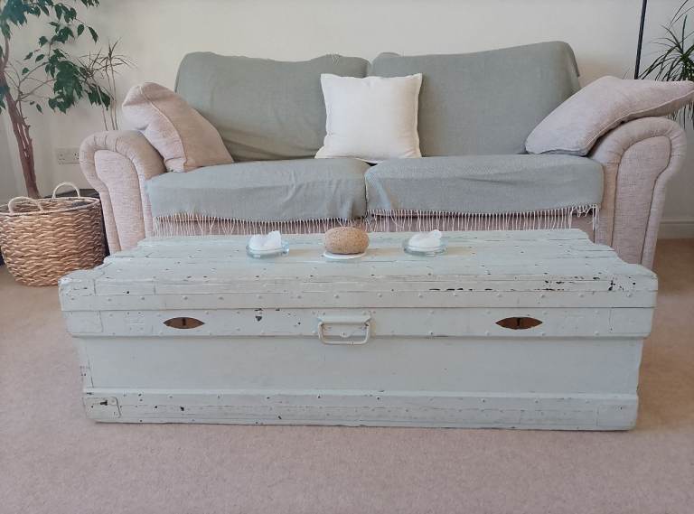 Vintage style wooden chest trunk