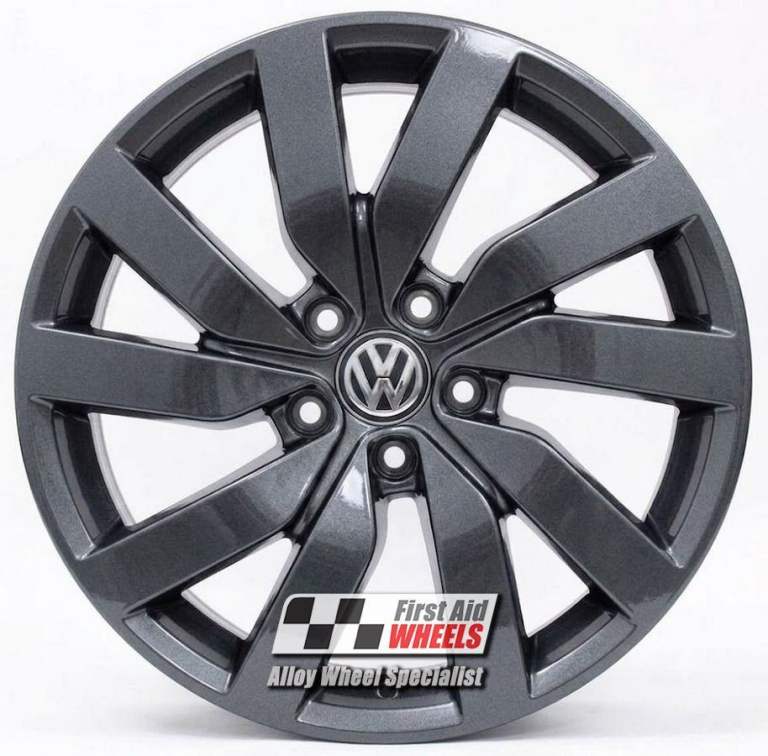 R672A Swap VW GOLF MK7 GTI 4X 18'' GENUINE MARSEILLE ANTHRACITE GREY ALLOY WHEELS