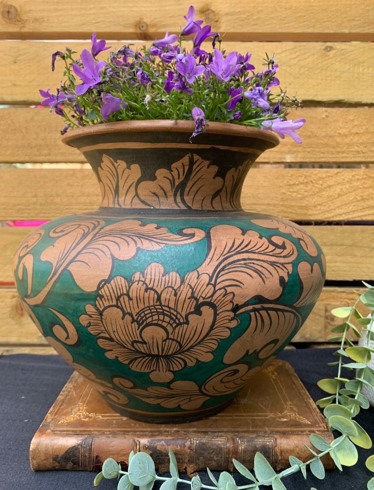 image for Antique Victorian Art Nouveau Art & Crafts Terracotta Hand Decorated Urn Pot c1890