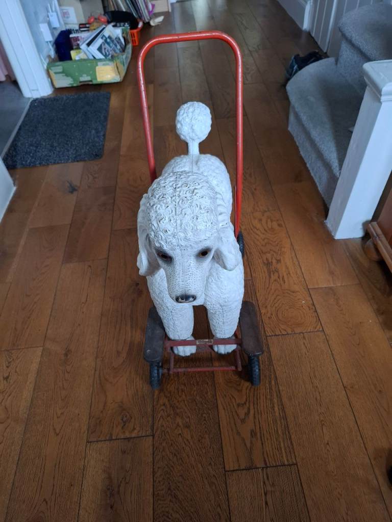 Antique Triang push along toy poodle