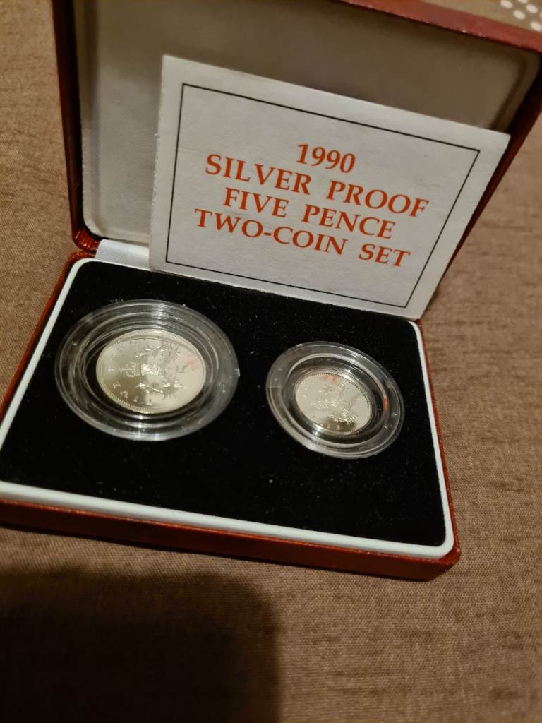 Royal mint Silver five pence coin set