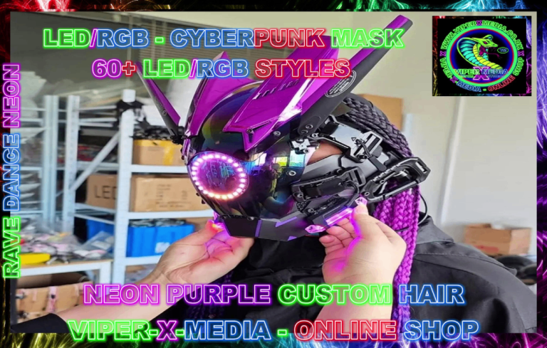 LED/RGB MULTI RING EFFECT 60+ STYLES CYBERPUNK COSPLAY MASK – RAVE/DANCE/NEON