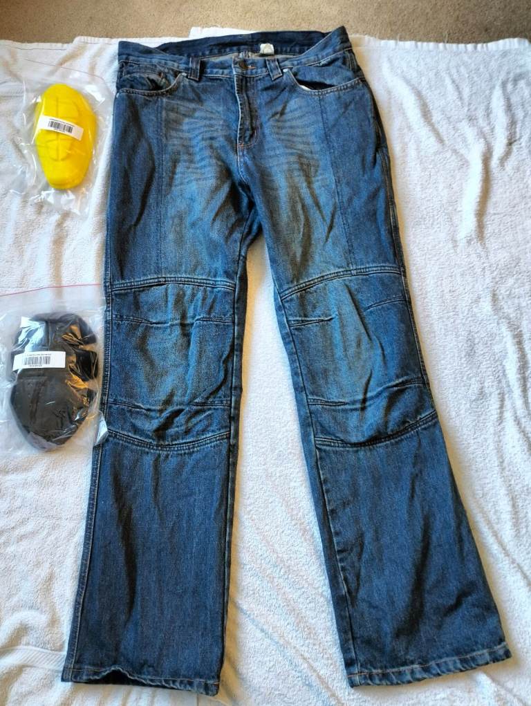 Oxford Super Sliders Aramid Mens Motorcycle Jeans Blue 34"W 31" L CE  Knee Hip Armour