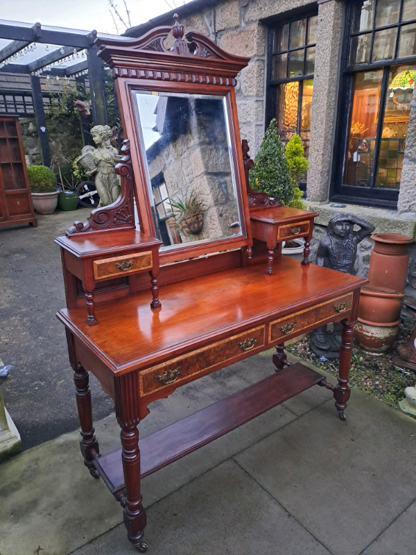 Edwardian Mahogany Dressing Table With Original Mirror