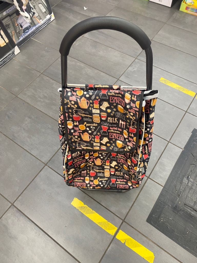 Shopping Trolley Bag with Wheels – Coffee Design