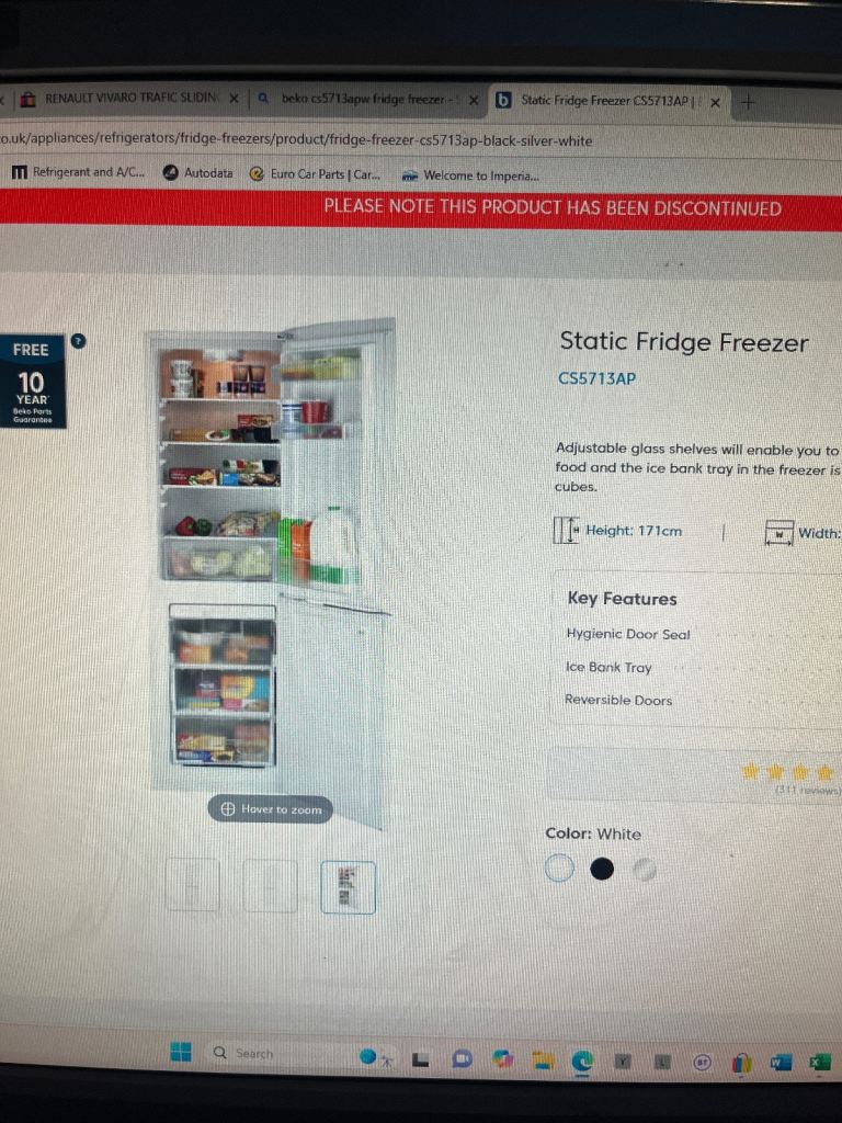 Fridge freezer about 171 cm high 
