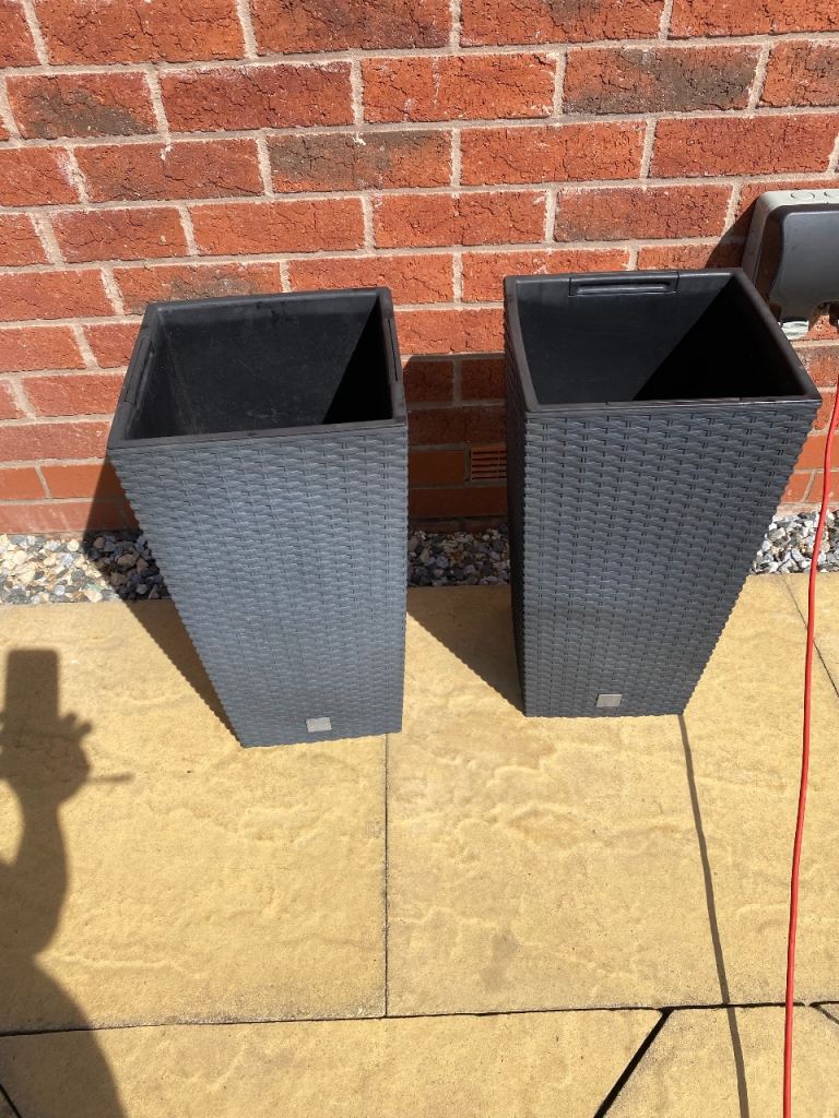 Grey garden planters