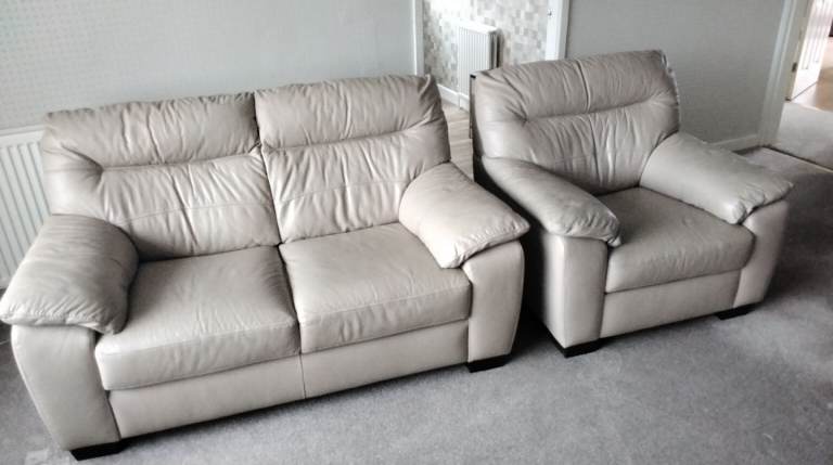 leather 2 seater and chair